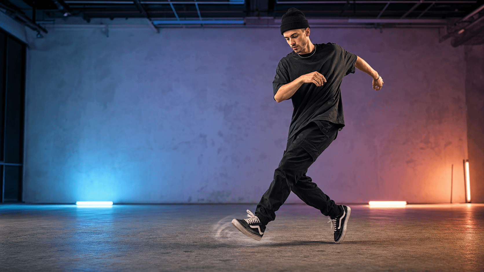 Shuffle dancer practicing footwork